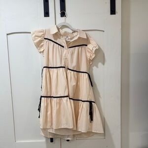 Entro Cream Ruffled Tiered Sundress with Puff Cap Sleeves